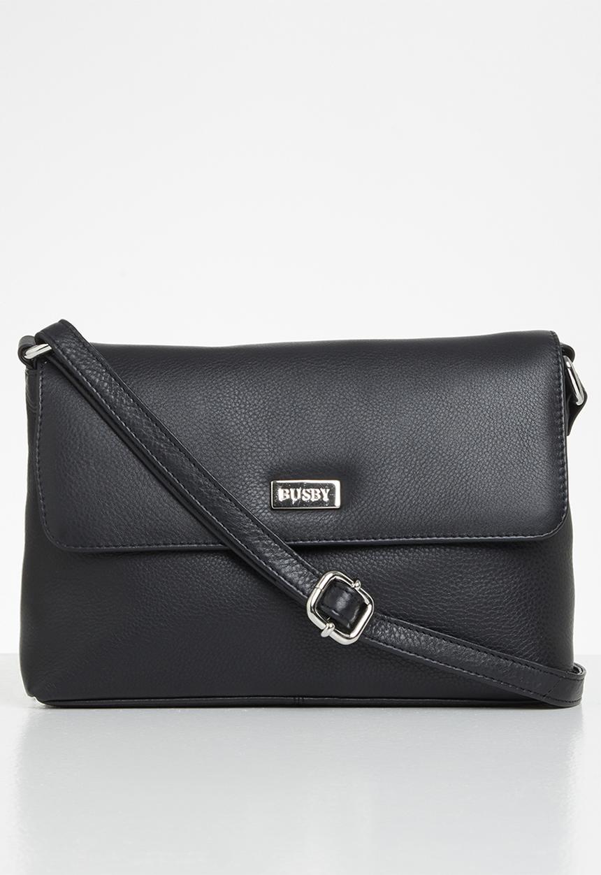 BUSBY - Bardot flap over crossbody - black
