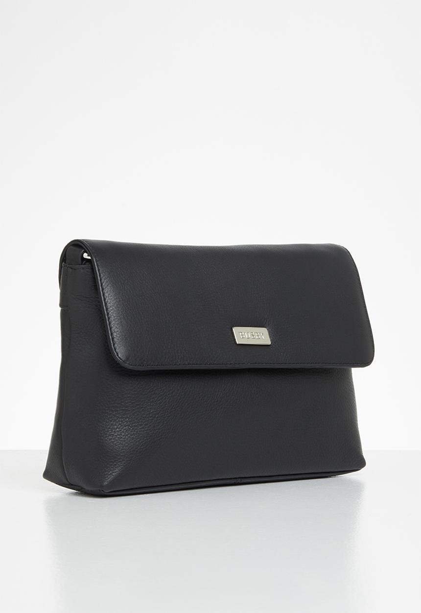 BUSBY - Bardot flap over crossbody - black