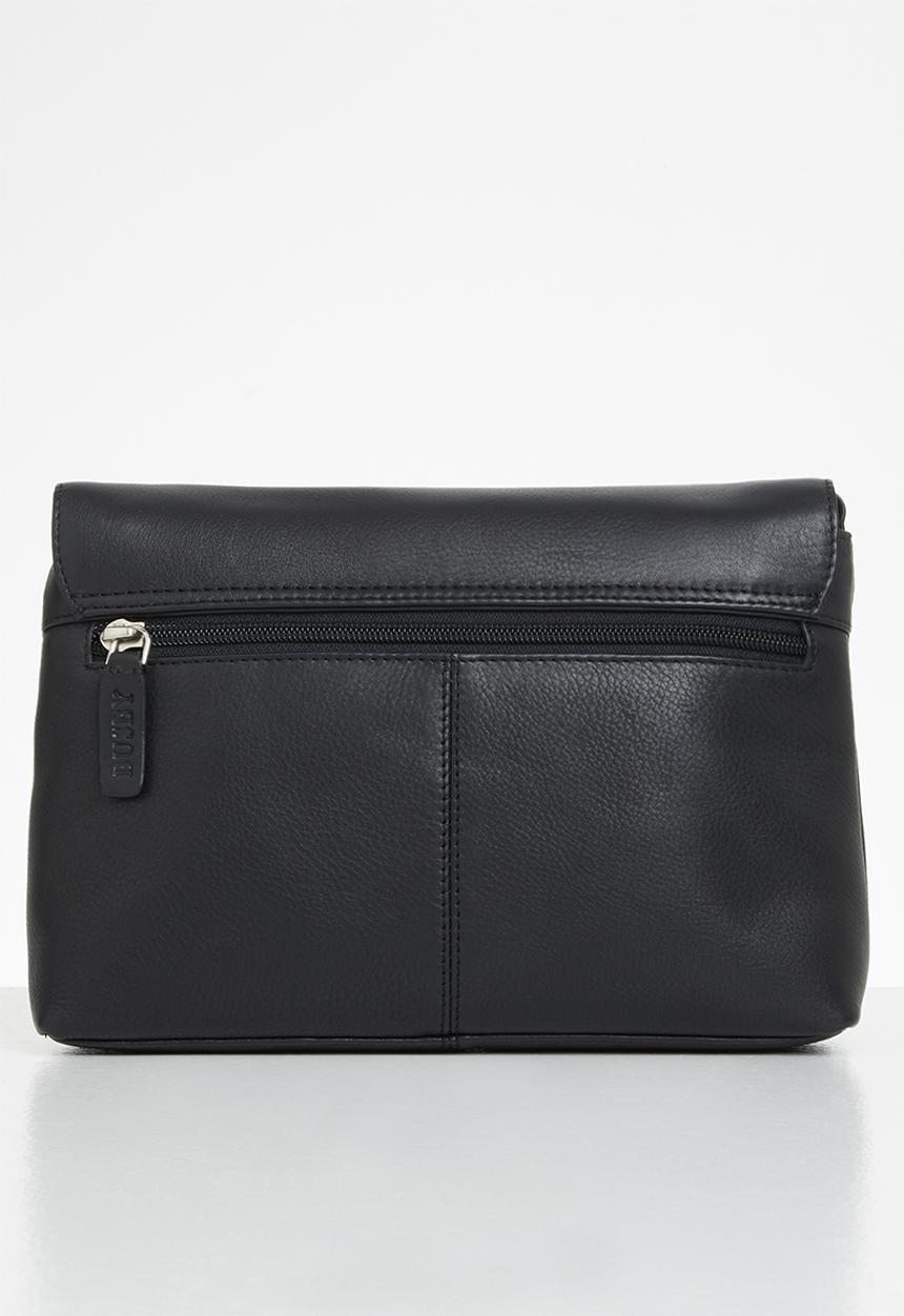 BUSBY - Bardot flap over crossbody - black