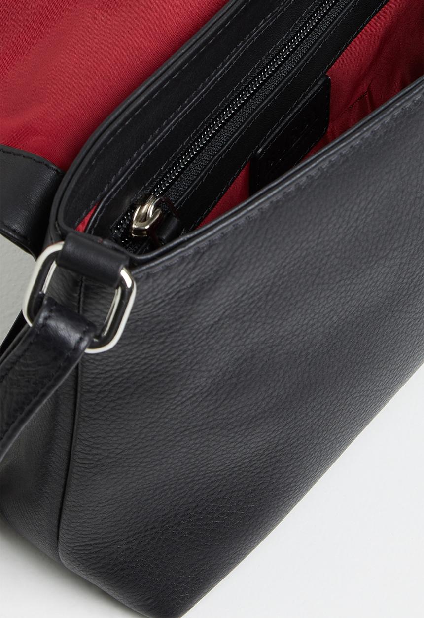 BUSBY - Bardot flap over crossbody - black
