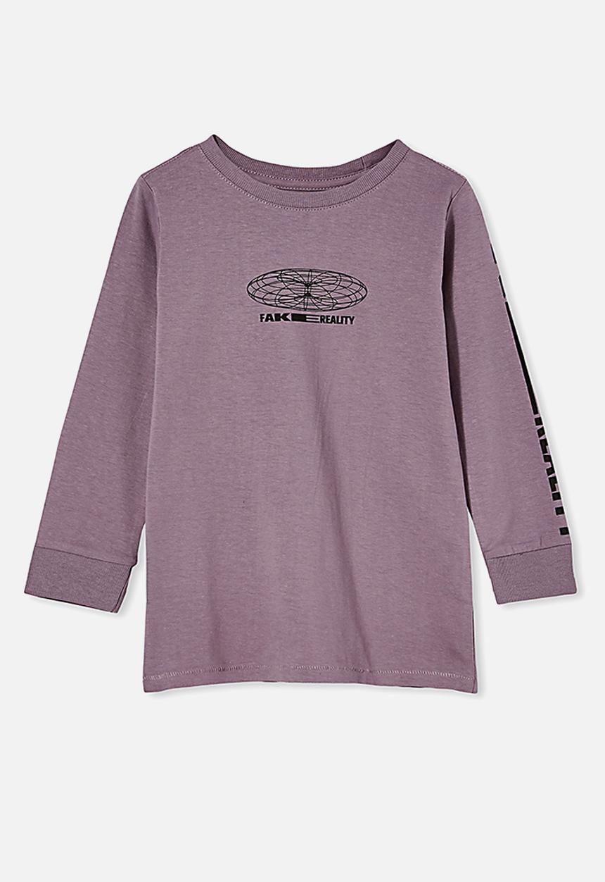 Cotton On - Max long sleeve tee - dusk purple/vr smile