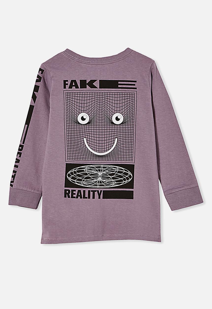 Cotton On - Max long sleeve tee - dusk purple/vr smile