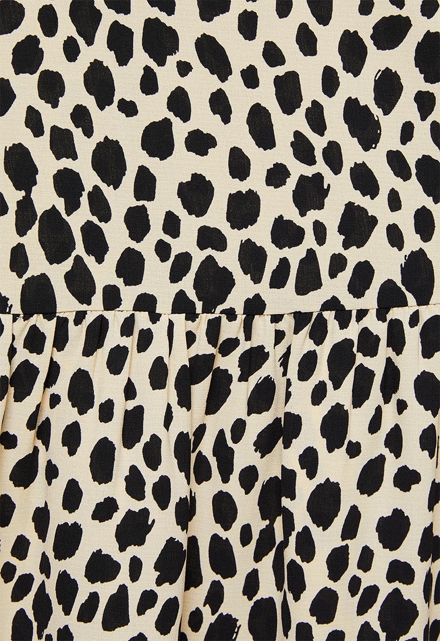 MILLA - Collared drop waisted mini dress - neutral & black