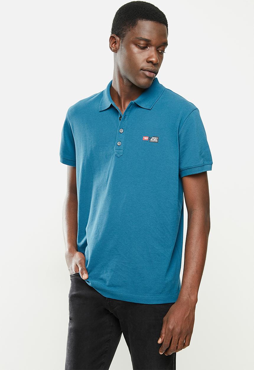 Diesel  - T-weet-split polo shirt- dark teal