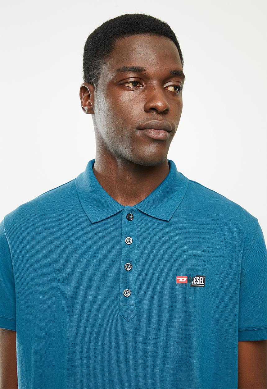 Diesel  - T-weet-split polo shirt- dark teal