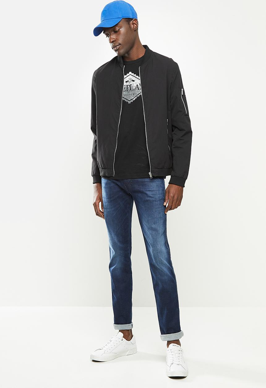 Replay - Replay organic cotton tri-angel print tee - black