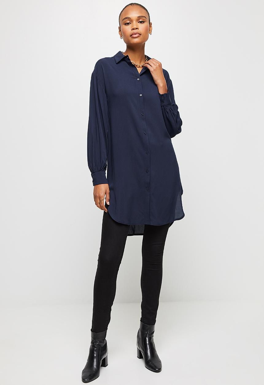 edit - Longline pocket detail shirt - navy