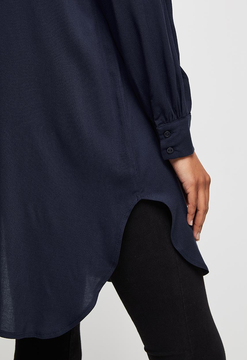 edit - Longline pocket detail shirt - navy