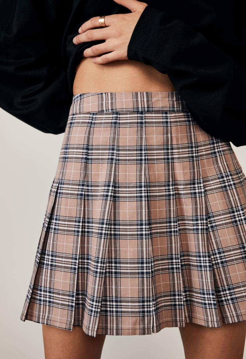Factorie - Pleated skirt - mia check_dirty blush