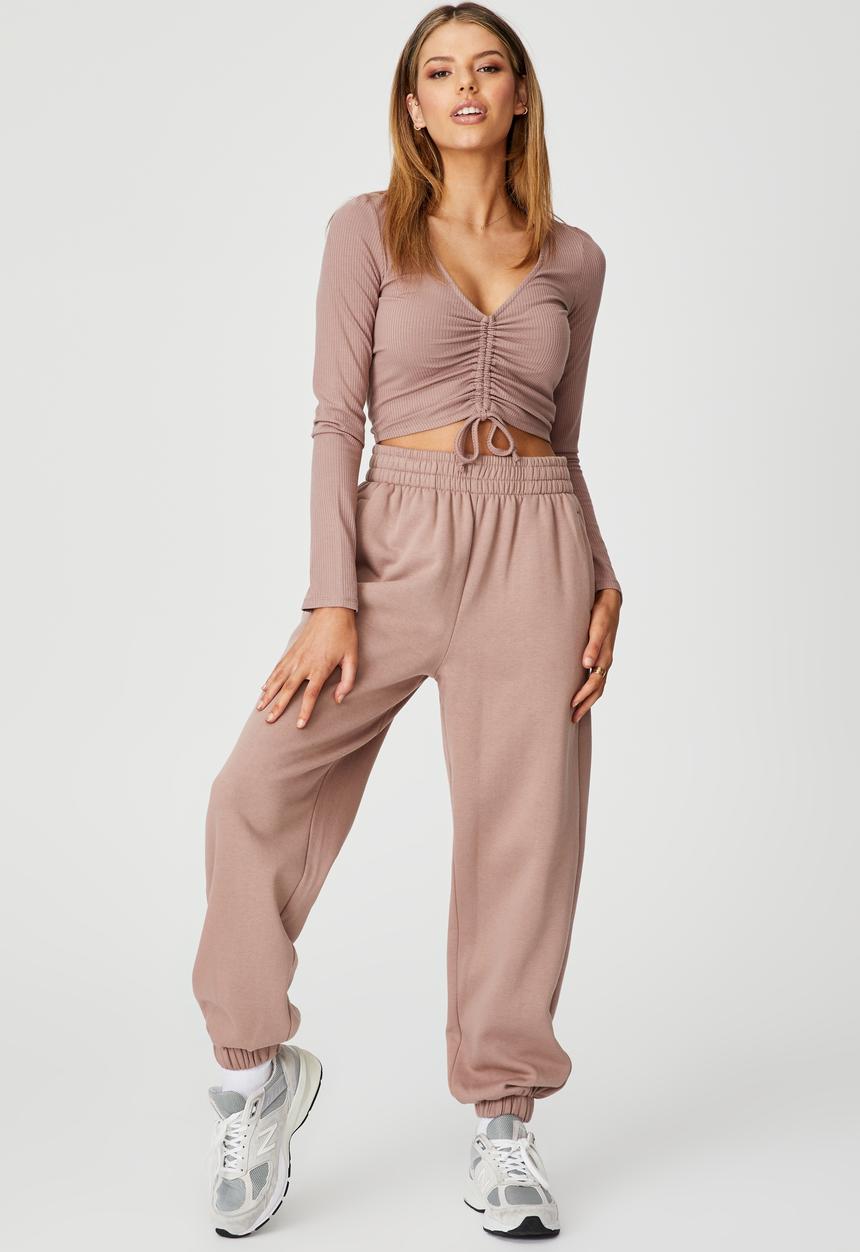 Factorie - Long sleeve pull front top - dirty blush