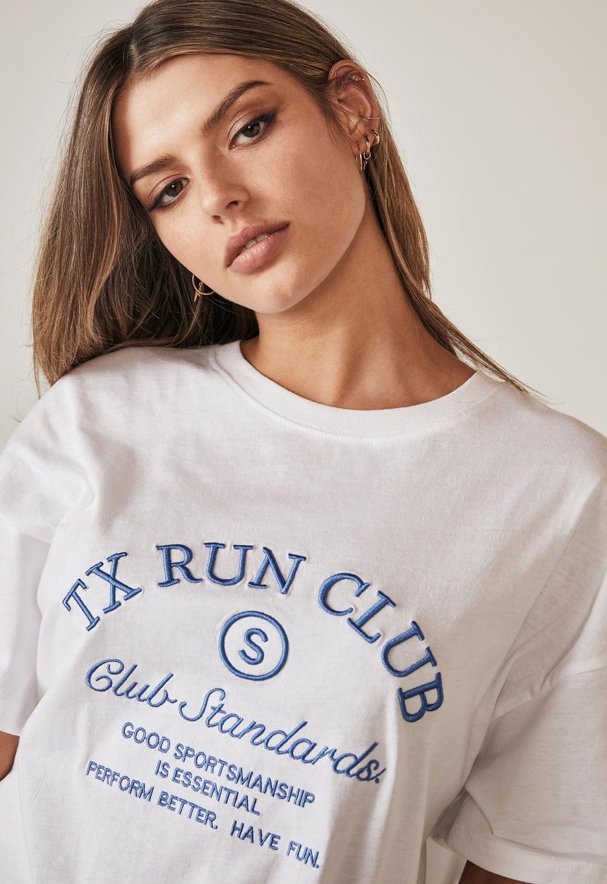 Factorie - Oversized graphic t shirt - white/tx run club