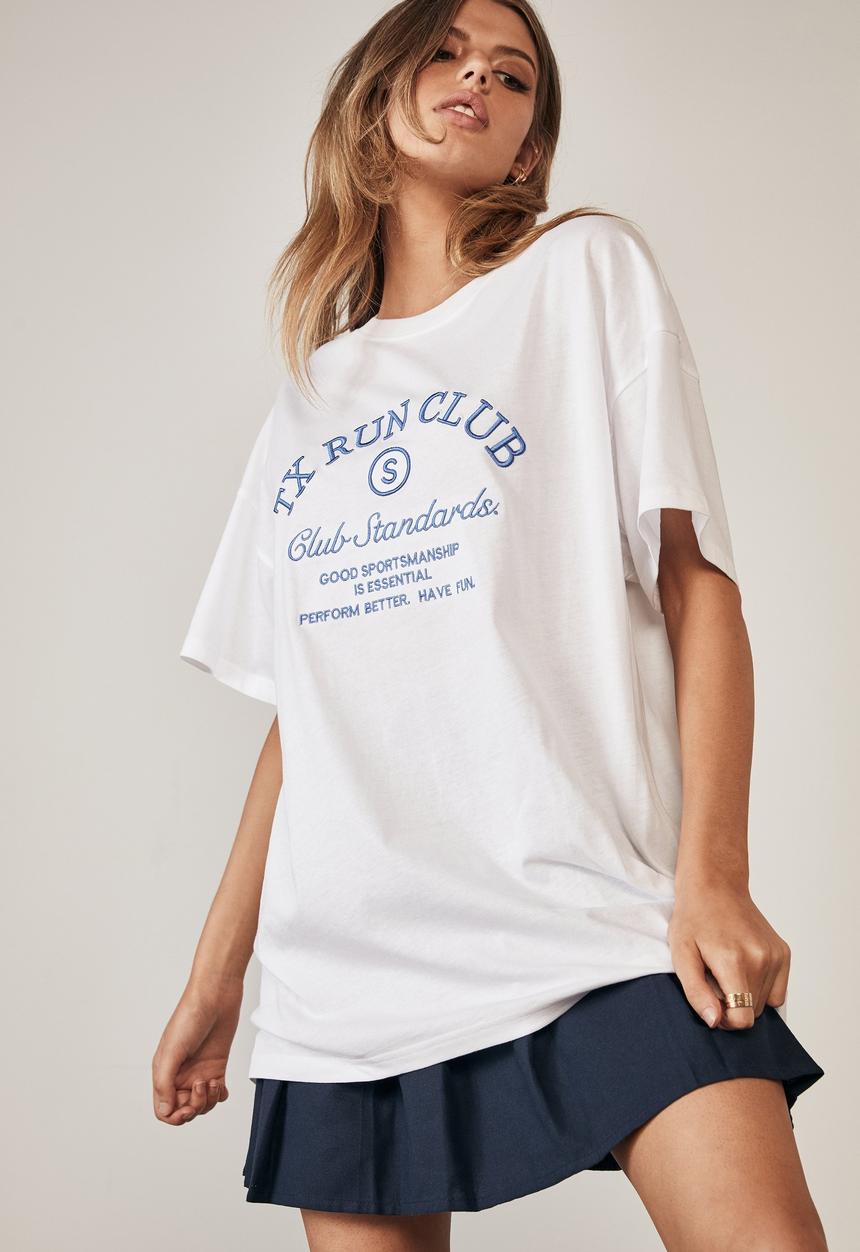 Factorie - Oversized graphic t shirt - white/tx run club
