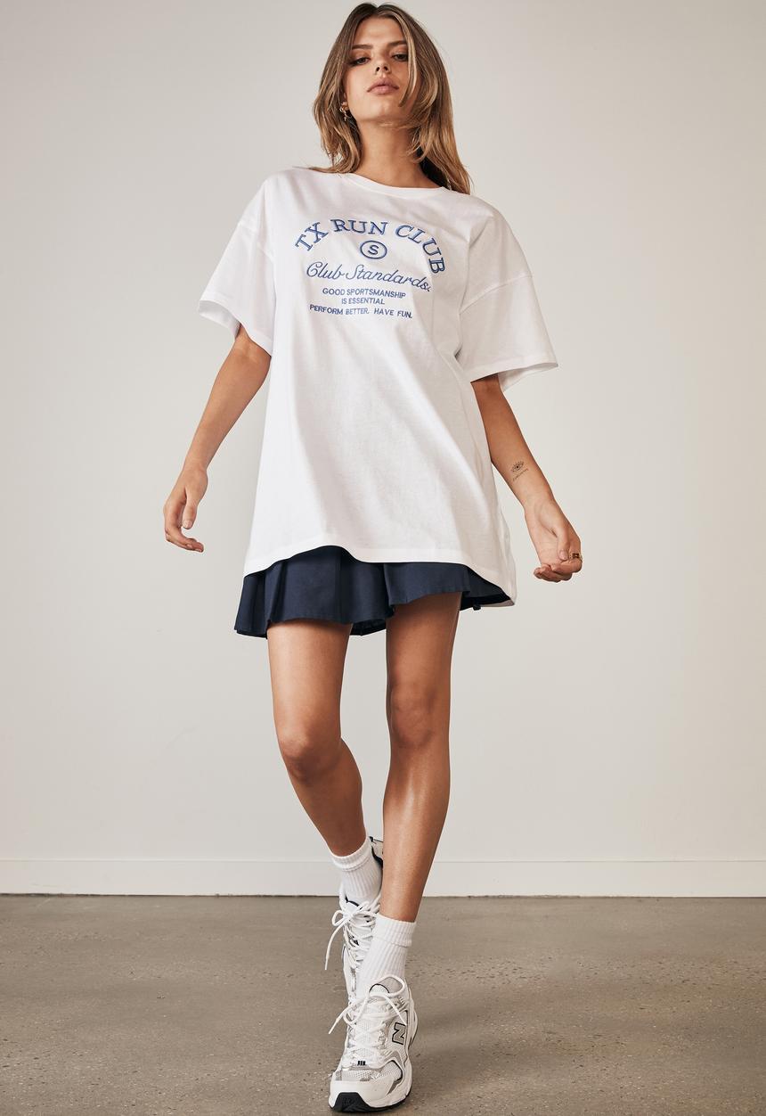 Factorie - Oversized graphic t shirt - white/tx run club