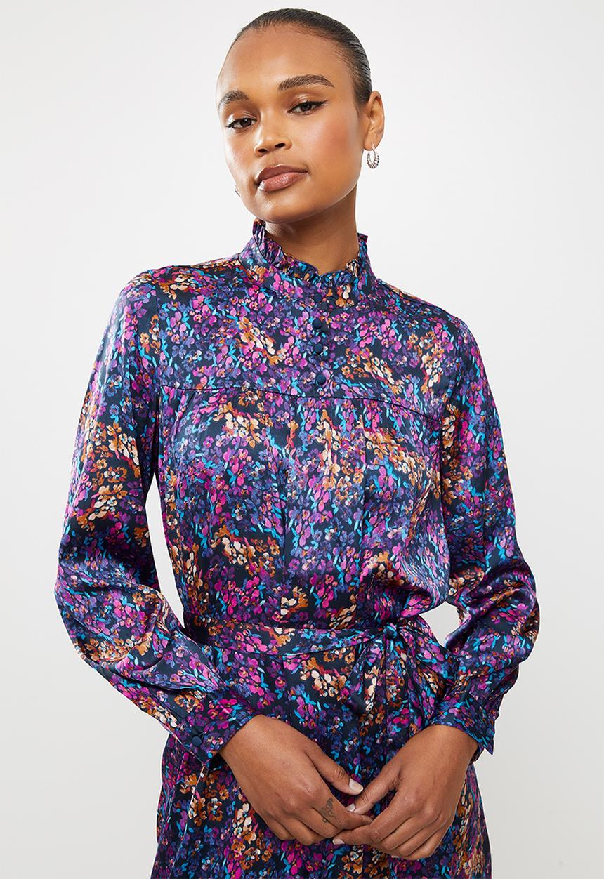 Vero Moda - Amber long sleeve high-neck dress - multi