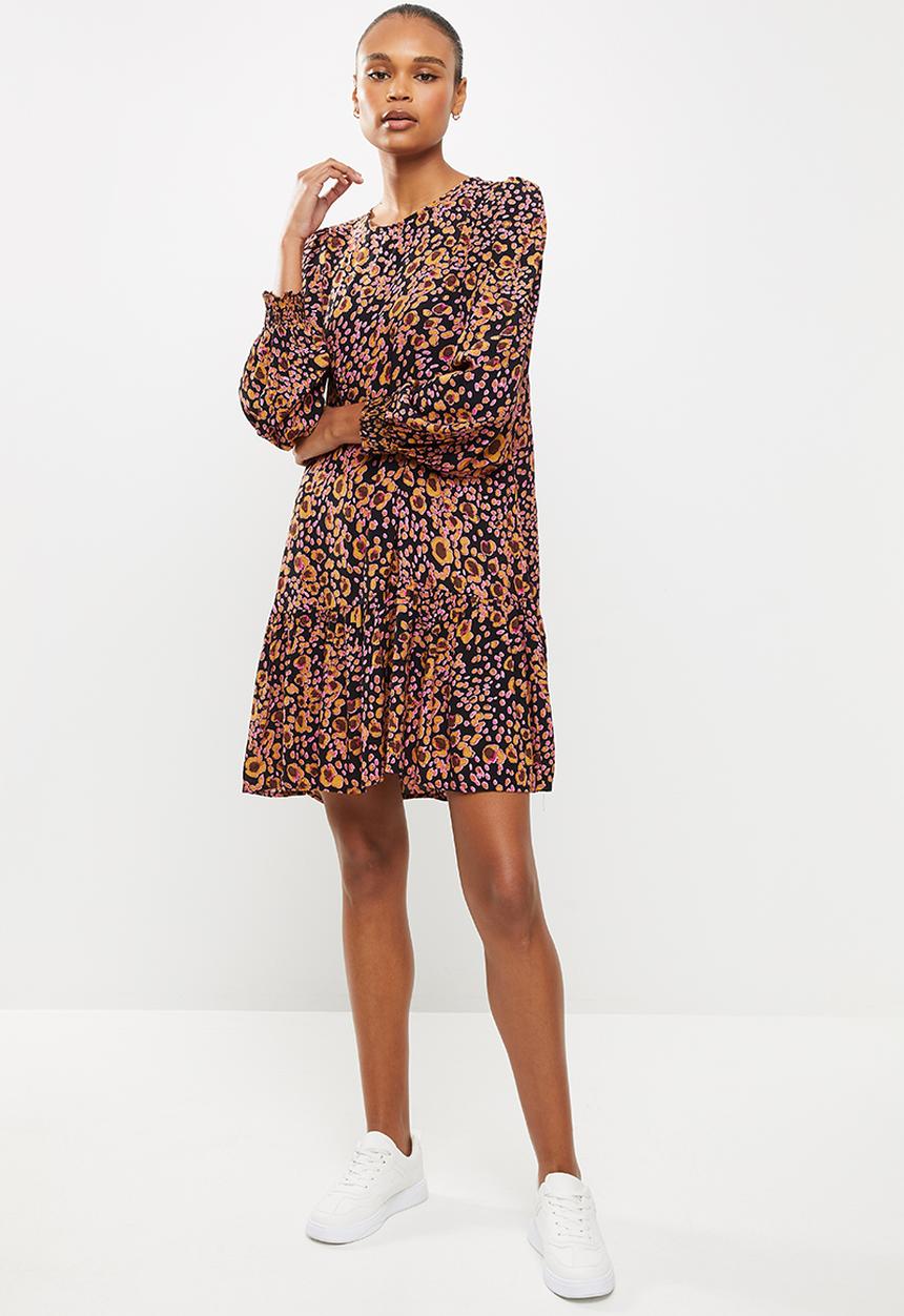 Vero Moda - Sandra long sleeve neck short dress - black