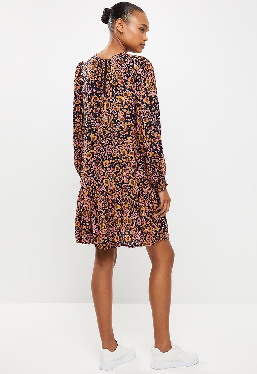 Vero Moda - Sandra long sleeve neck short dress - black