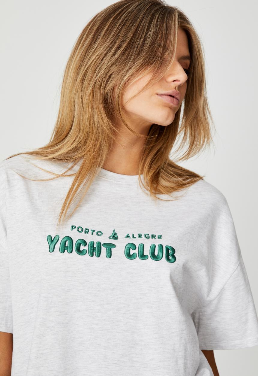 Factorie - Super relaxed graphic tee - silver marle/yacht club