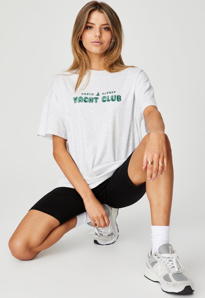 Factorie - Super relaxed graphic tee - silver marle/yacht club