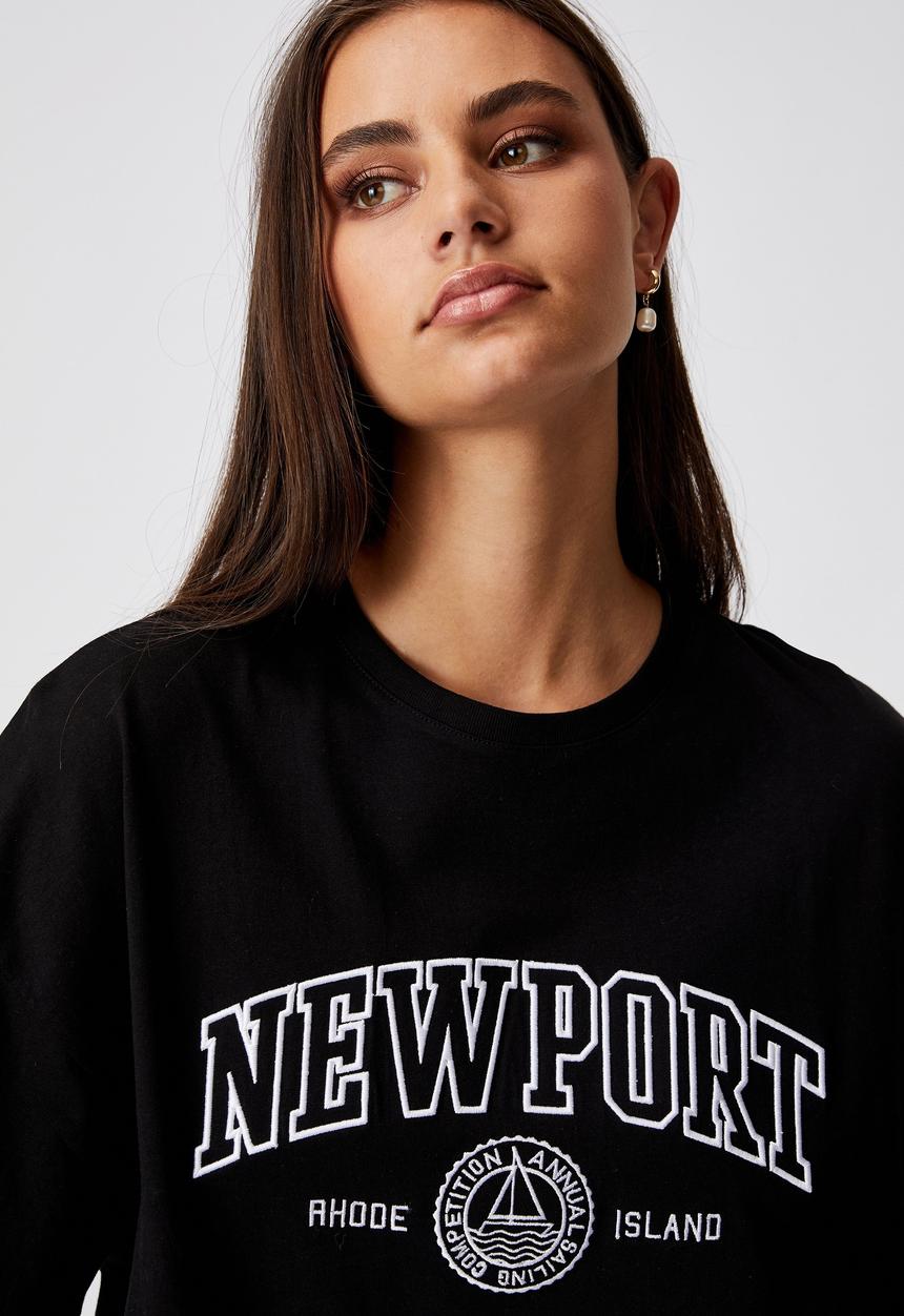 Factorie - Super relaxed graphic tee - black/newport