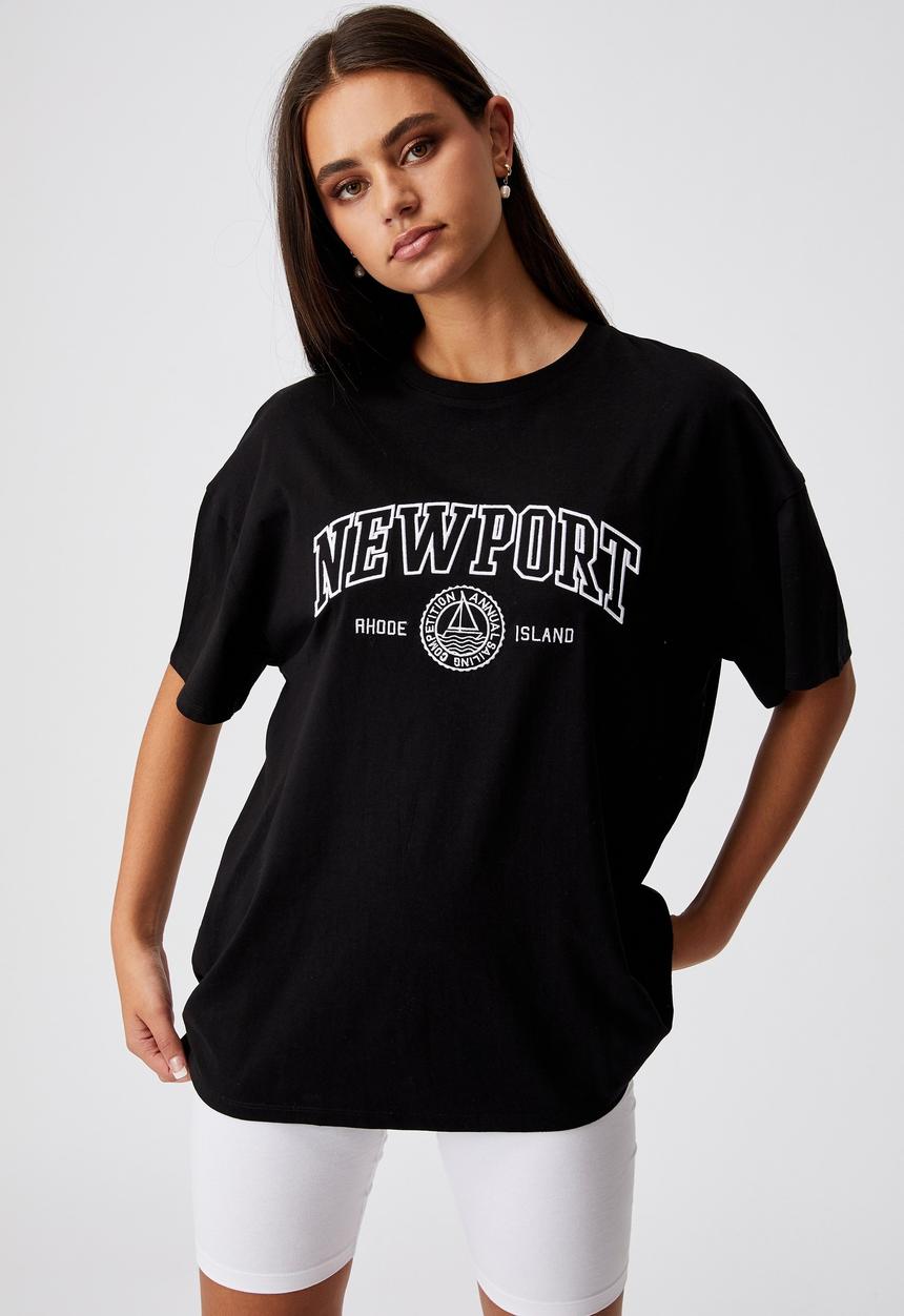 Factorie - Super relaxed graphic tee - black/newport