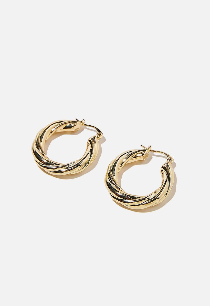 Rubi - Premium mid hoop - gold plated twist