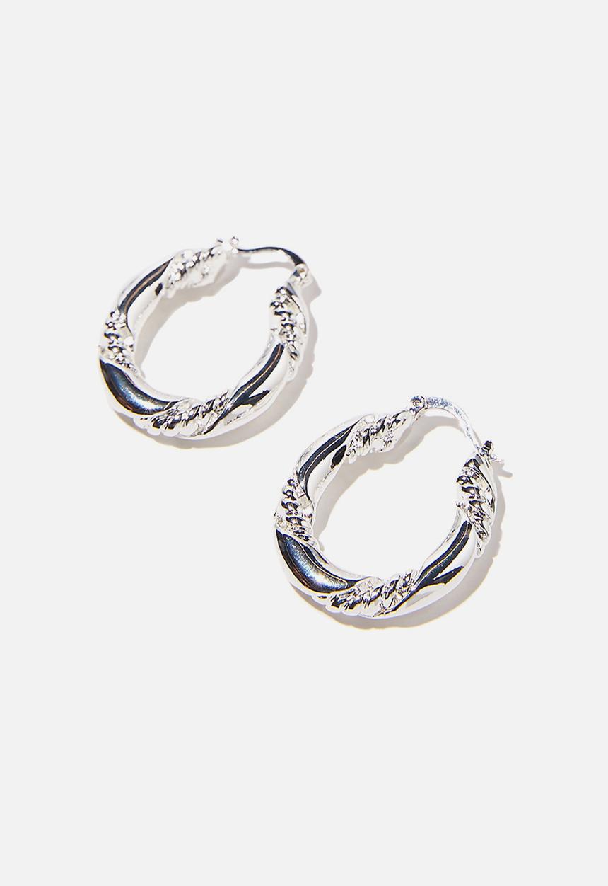 Rubi - Premium mid hoop - sterling silver plated texture