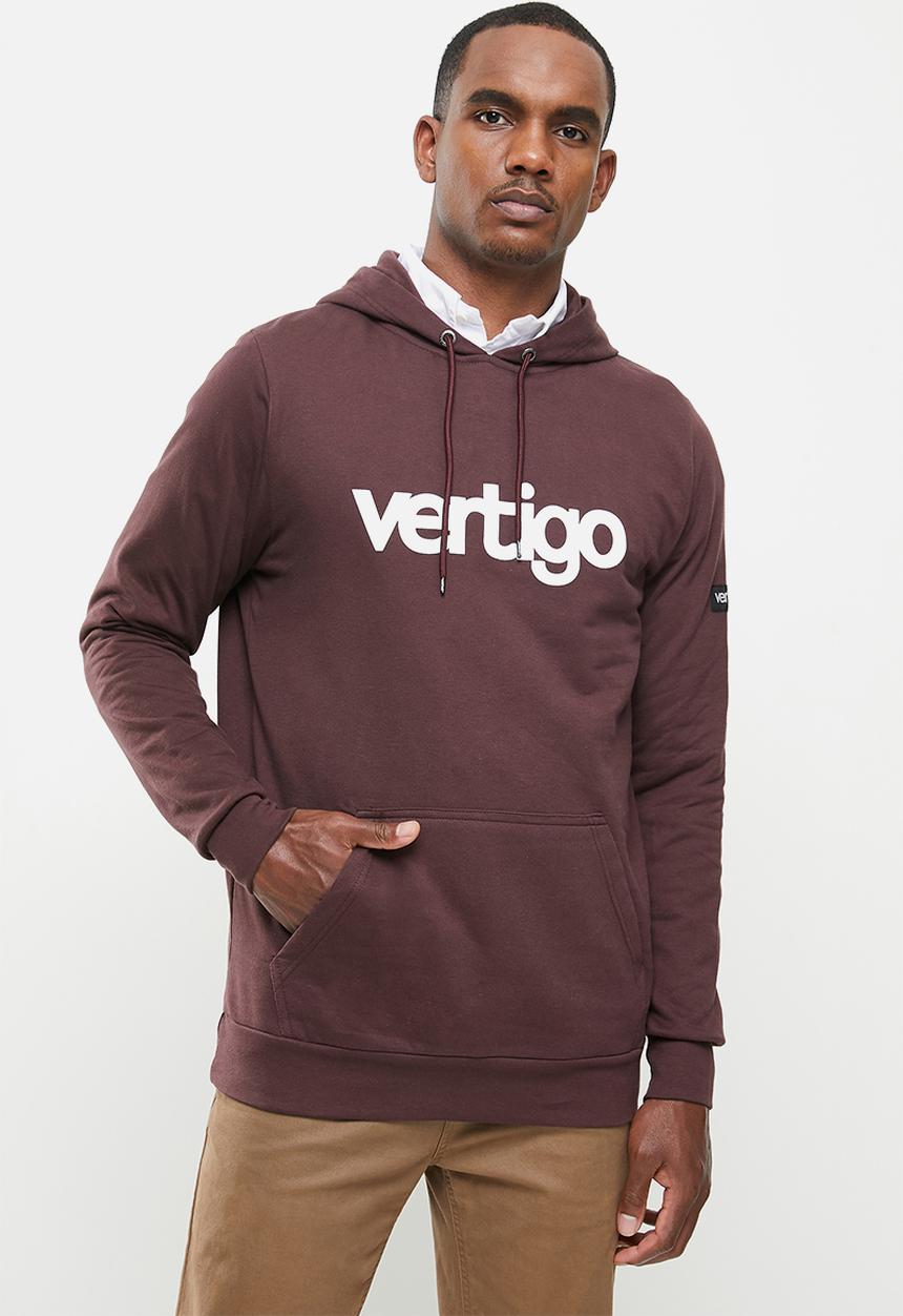 Vertigo - Mens Vertigo sweater pullover hoodie - burgundy