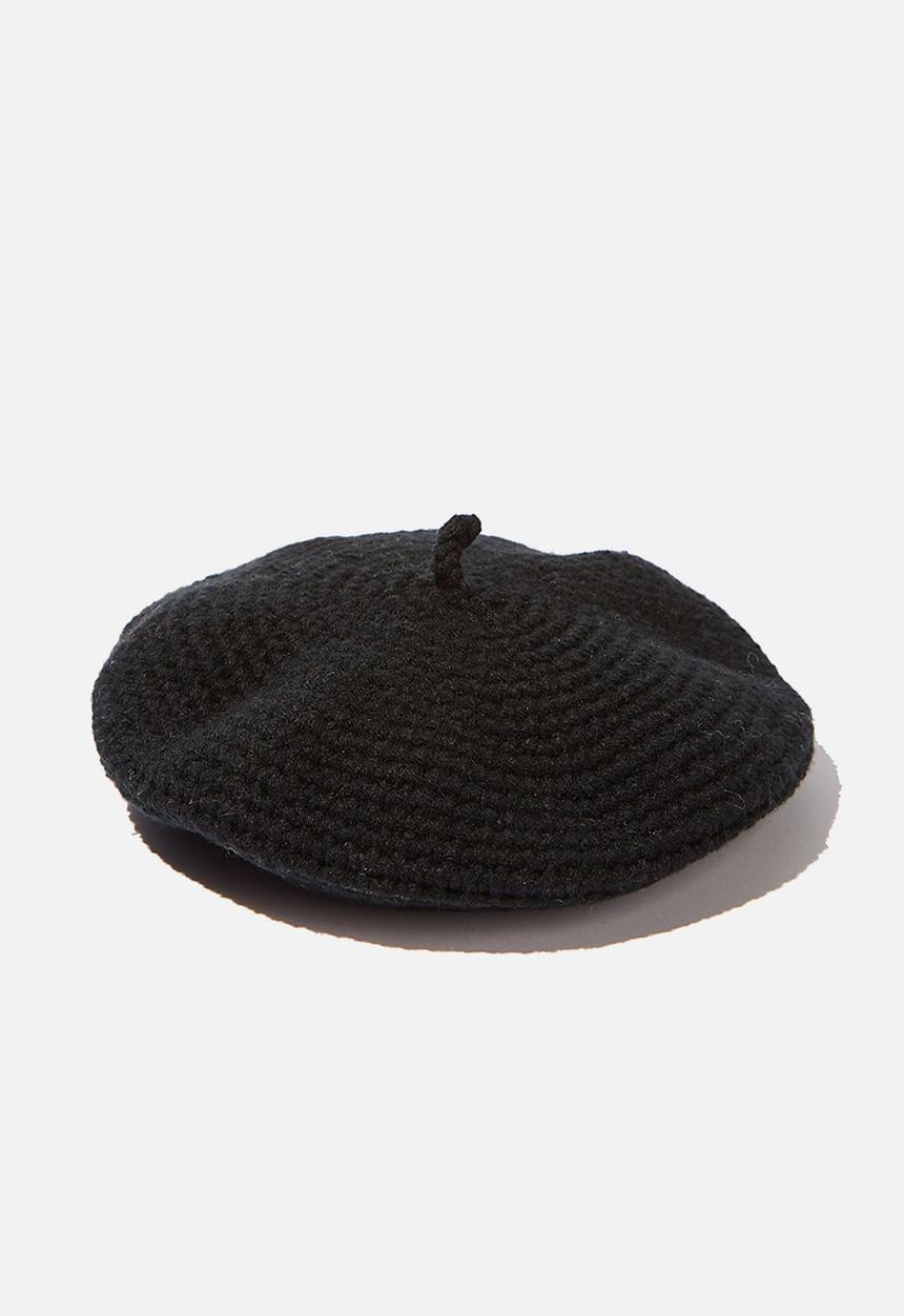 Rubi - Camille crochet beret - black