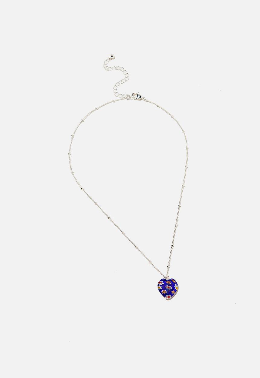 Rubi - Keepsake pendant necklace - blue/ silver murano