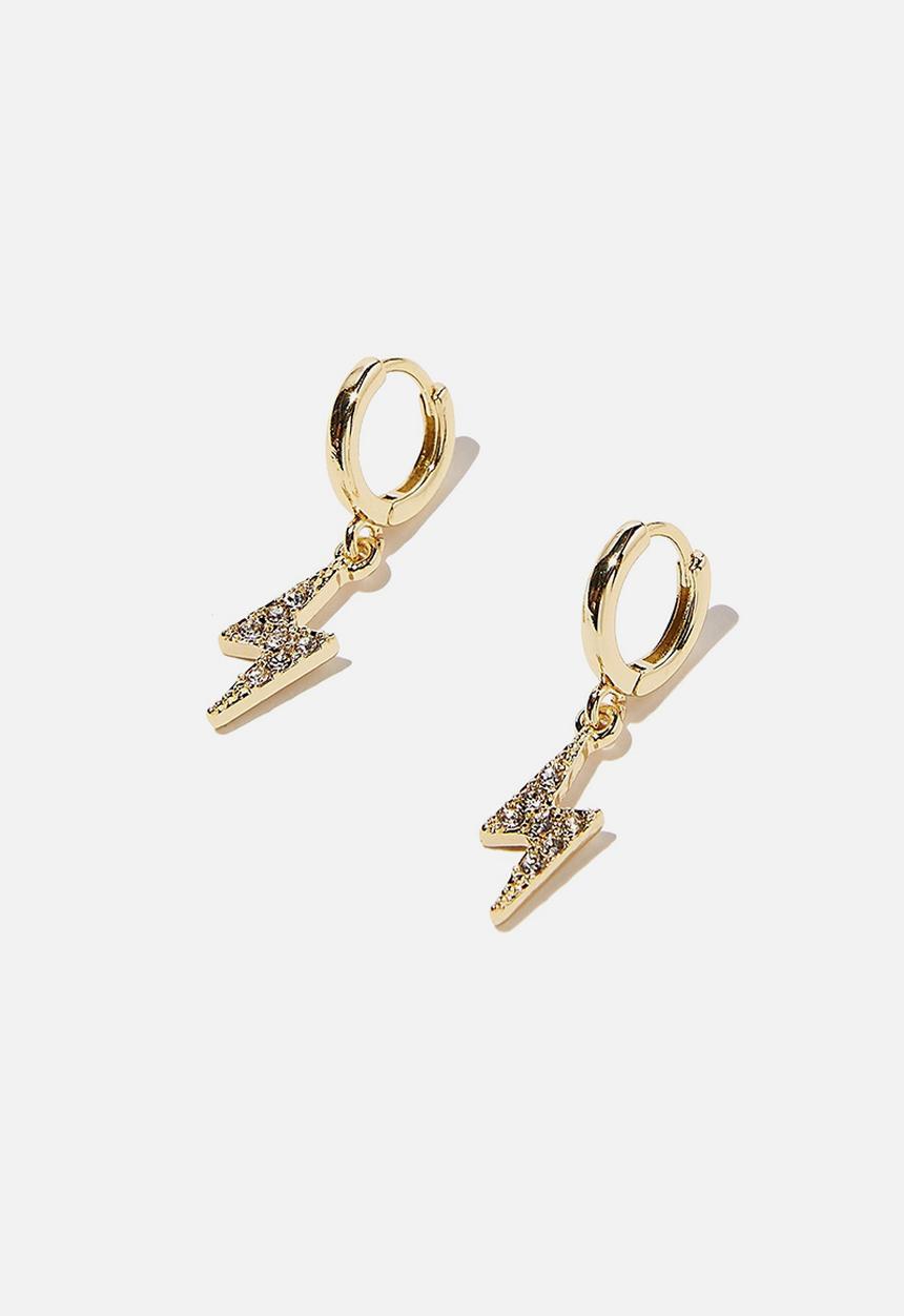 Rubi - Premium huggie hoop - gold plated lightning bolt