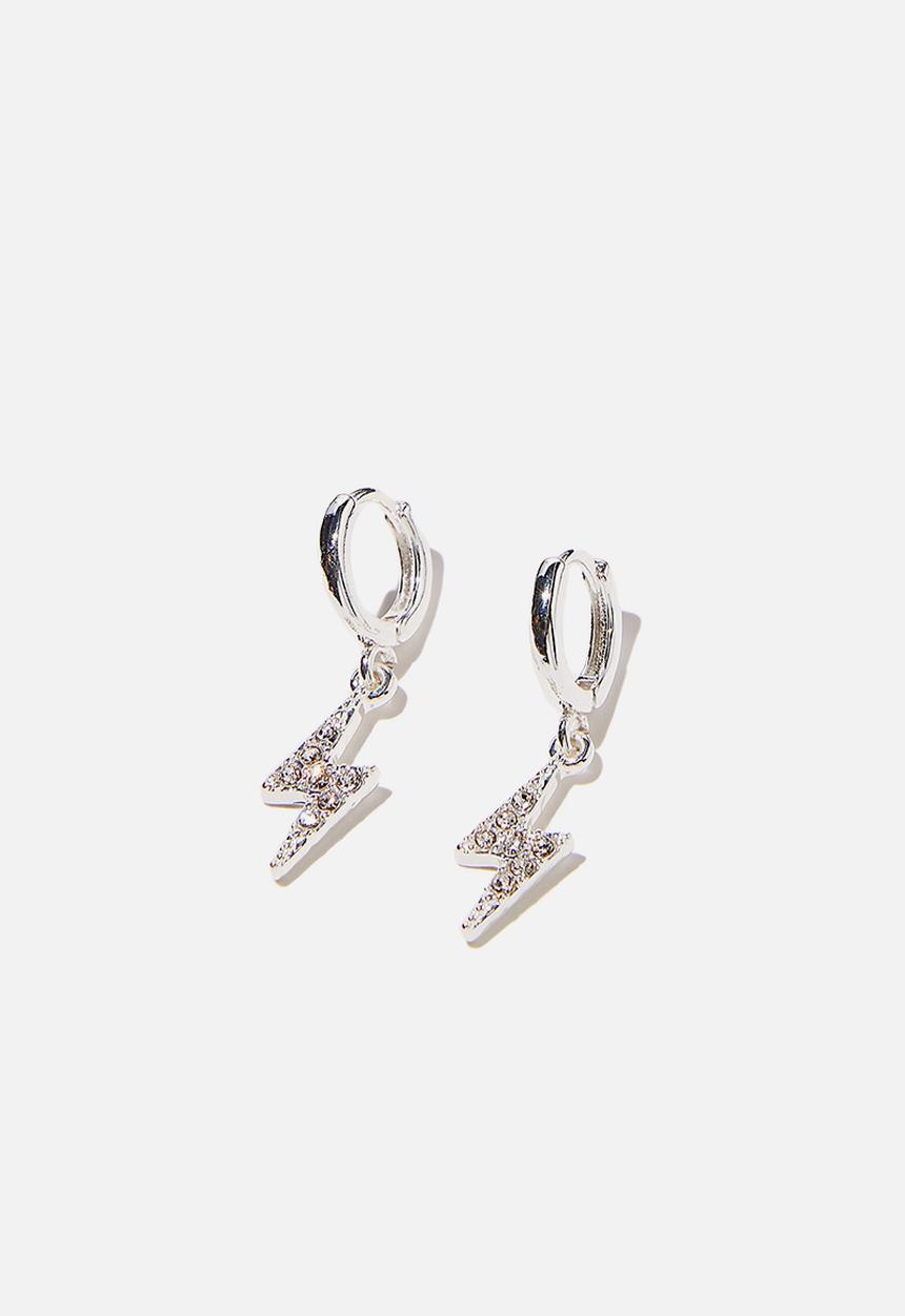 Rubi - Premium huggie hoop - sterling silver plated lightning bolt