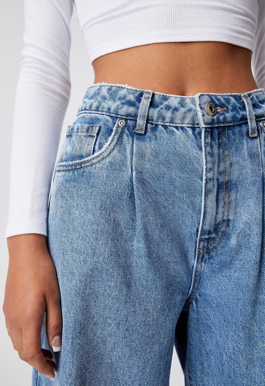 Factorie - High rise baggy jeans - classic blue pleat
