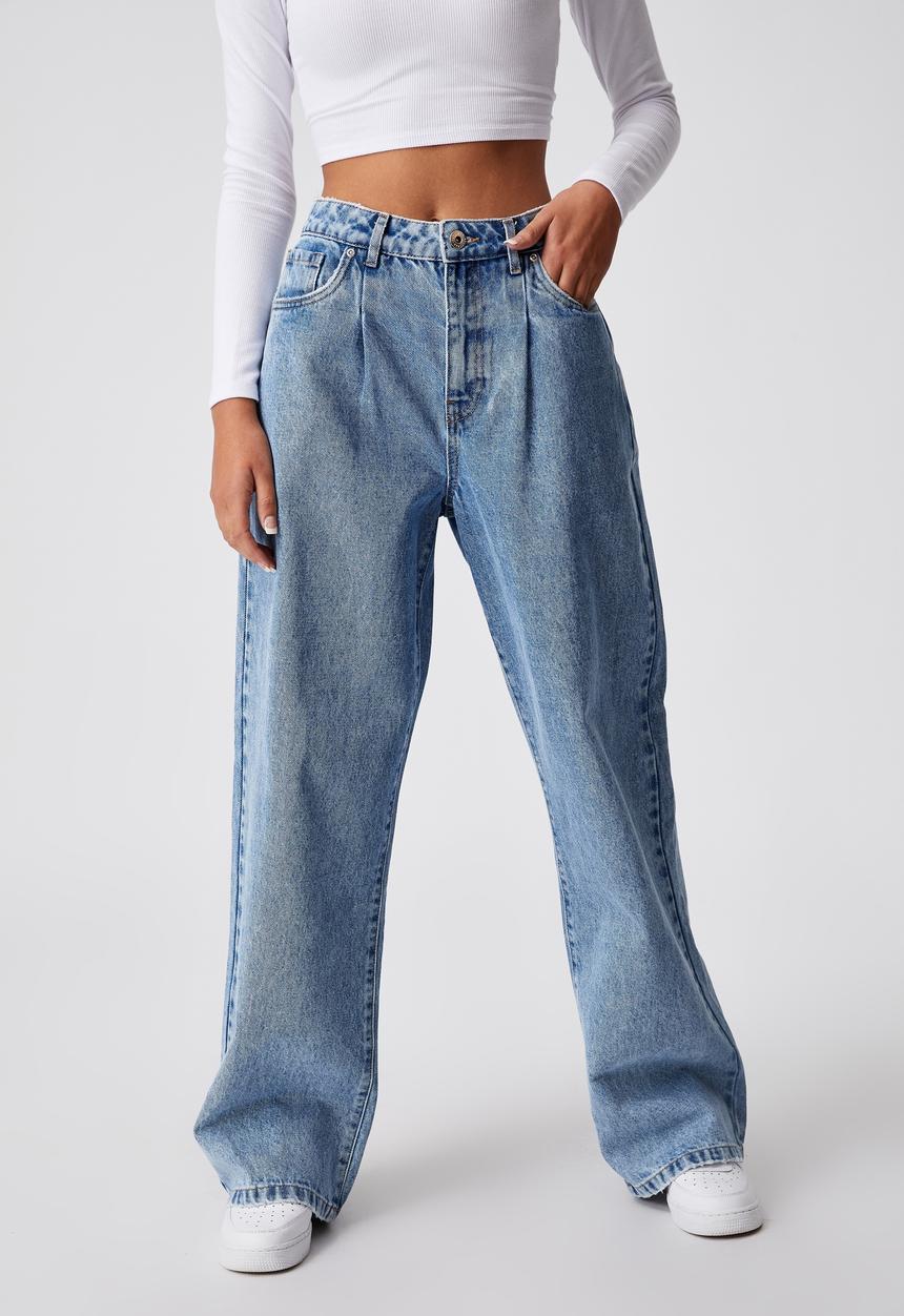 Factorie - High rise baggy jeans - classic blue pleat