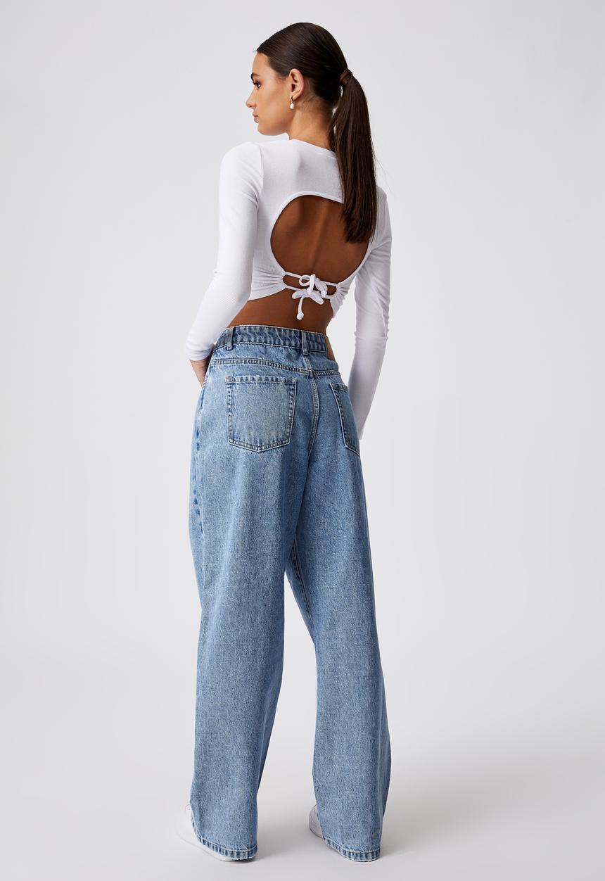 Factorie - High rise baggy jeans - classic blue pleat
