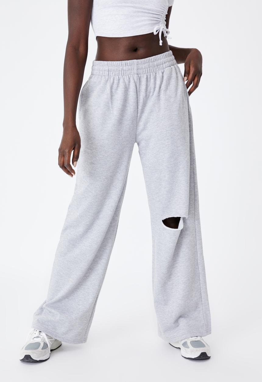 Factorie - Wide leg trackpant - grey marle