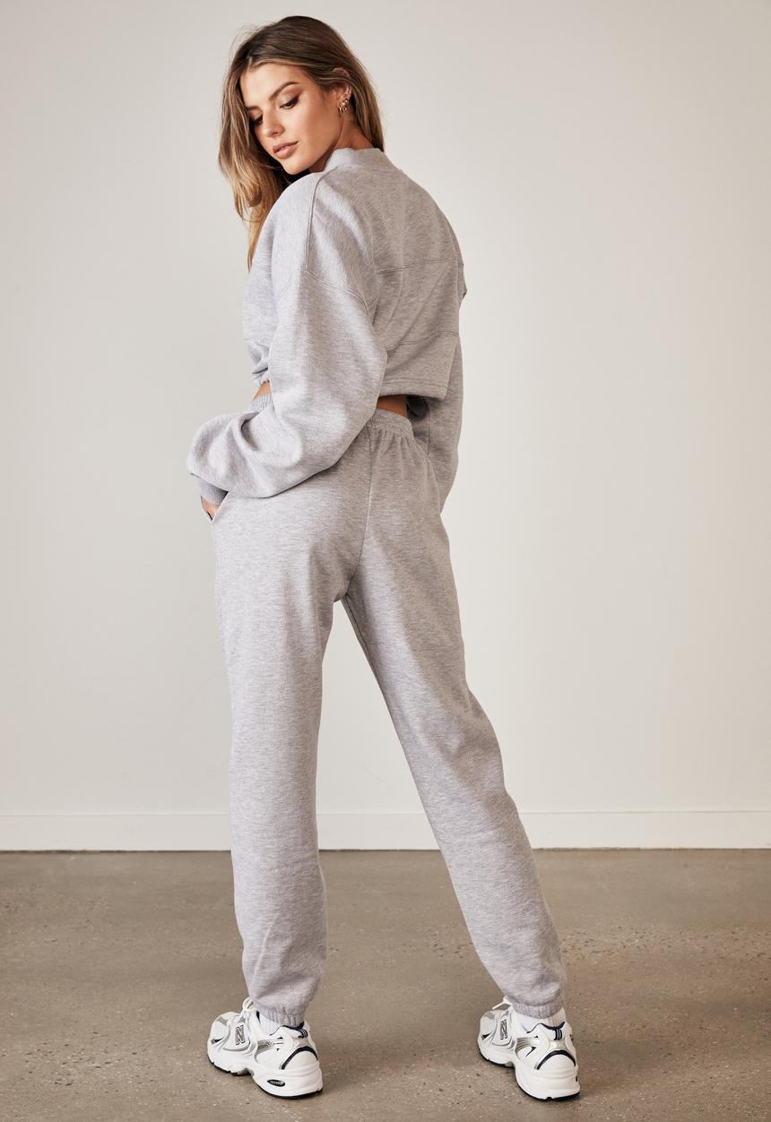 Factorie - Cropped toggle hem crew - grey marle
