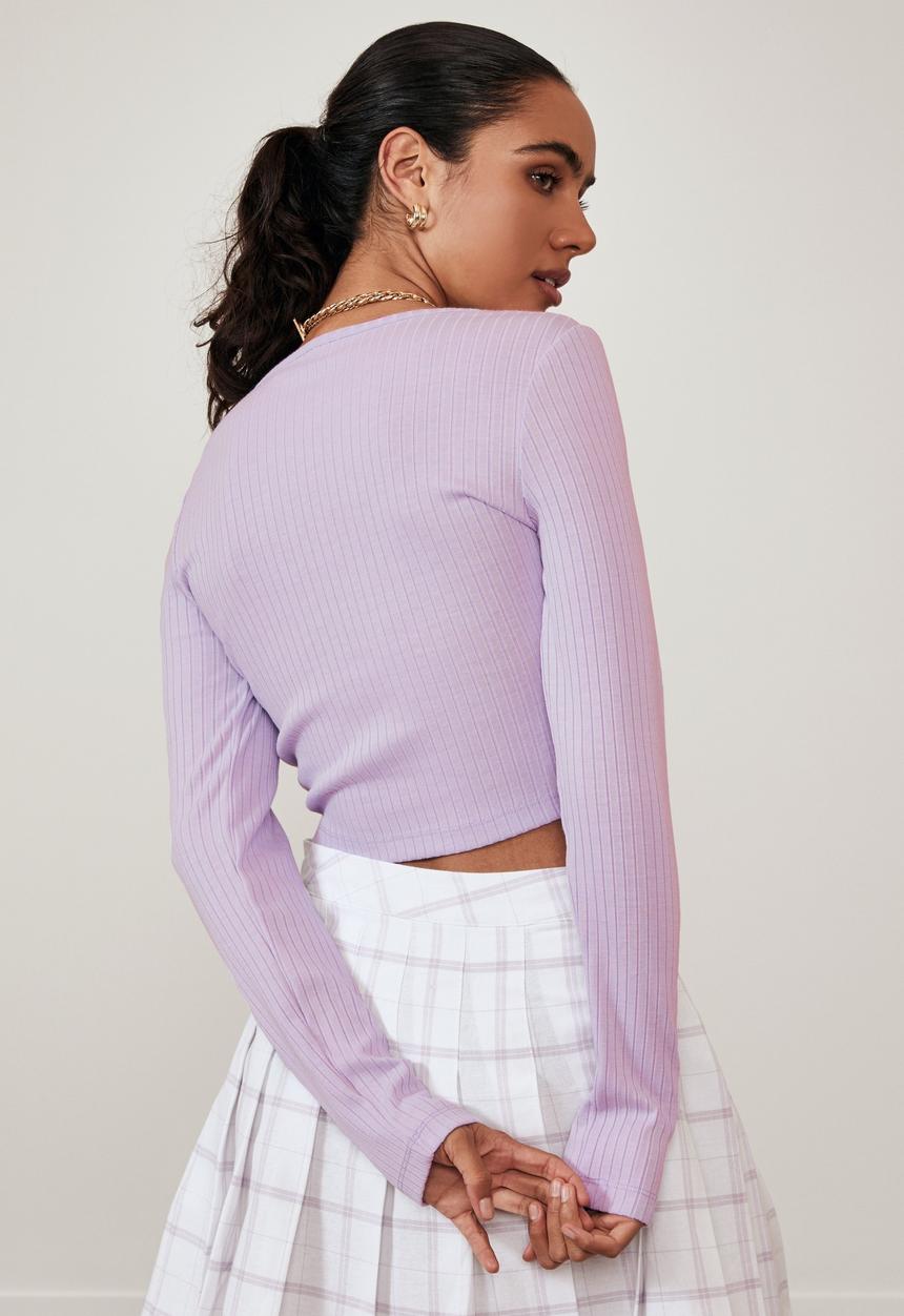 Factorie - Ls ruched cut out top - pale violet