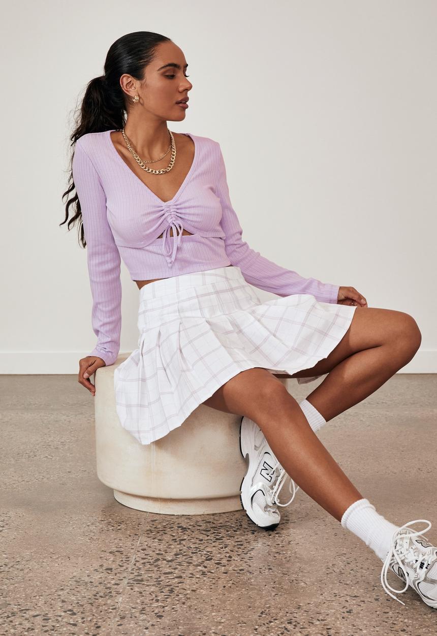 Factorie - Ls ruched cut out top - pale violet