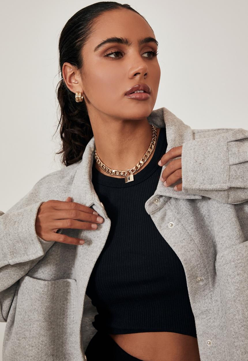 Factorie - Boxy shacket - light grey