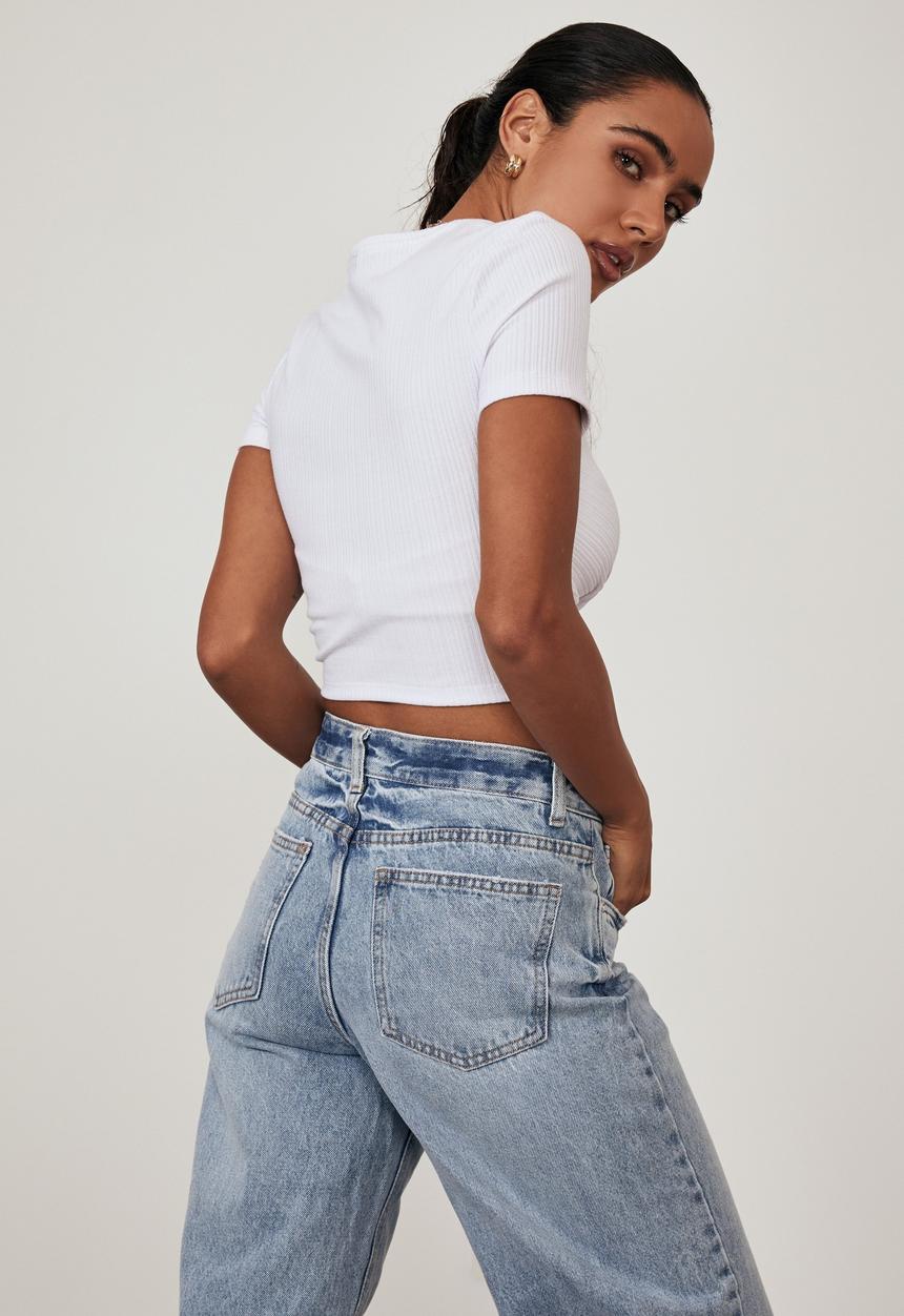 Factorie - Short sleeve twist front top - white
