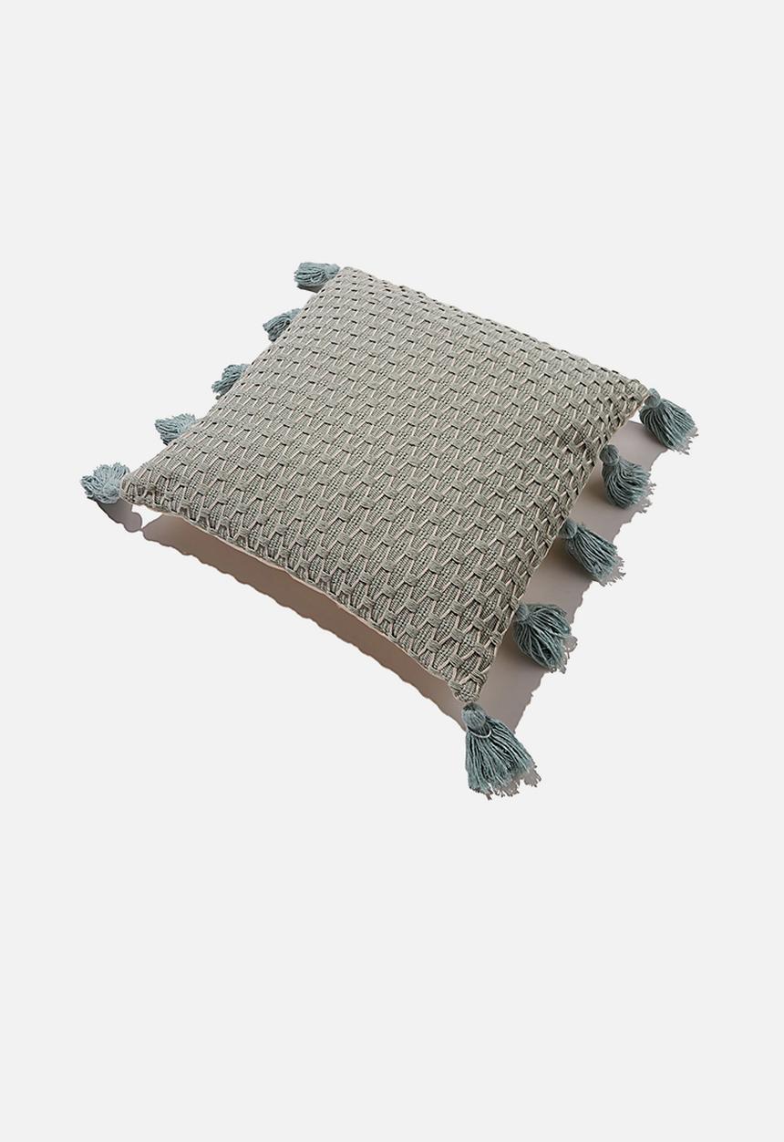 Rubi - Tassel cushion-sage