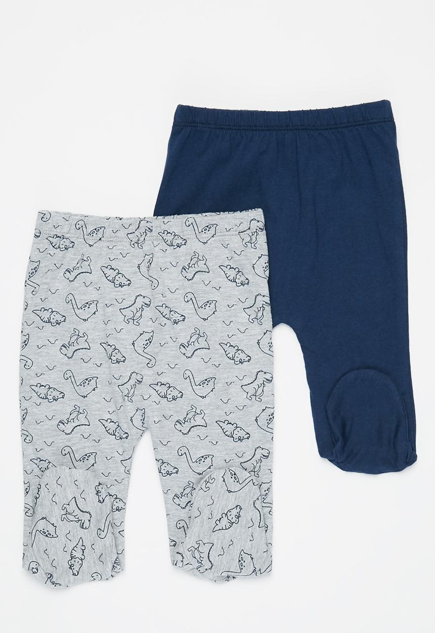 Pop Candy - 2 Pack footed pants - grey & navy