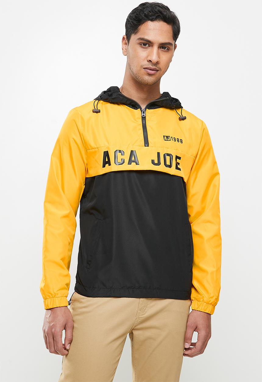Aca Joe - Aca joe colour blocked zip thru windbreaker - yellow & black