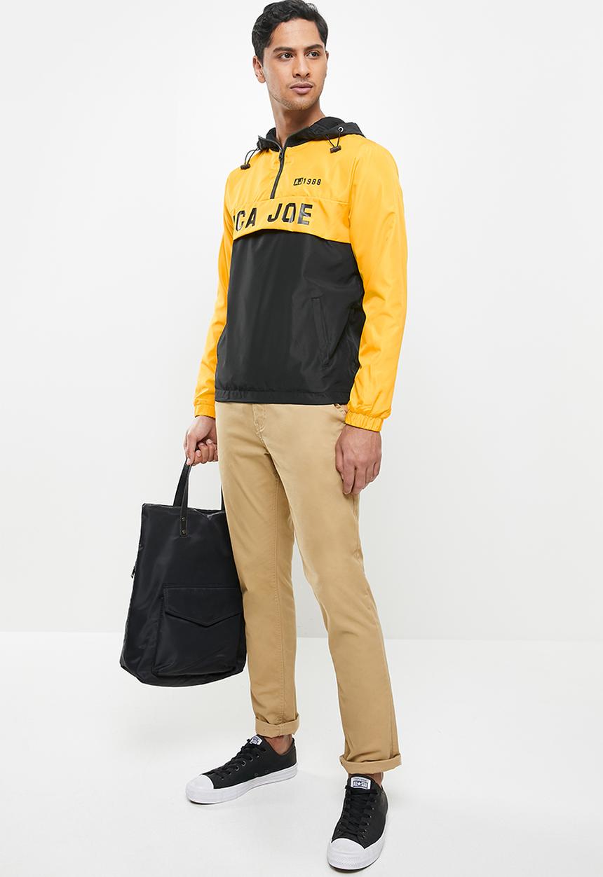 Aca Joe - Aca joe colour blocked zip thru windbreaker - yellow & black