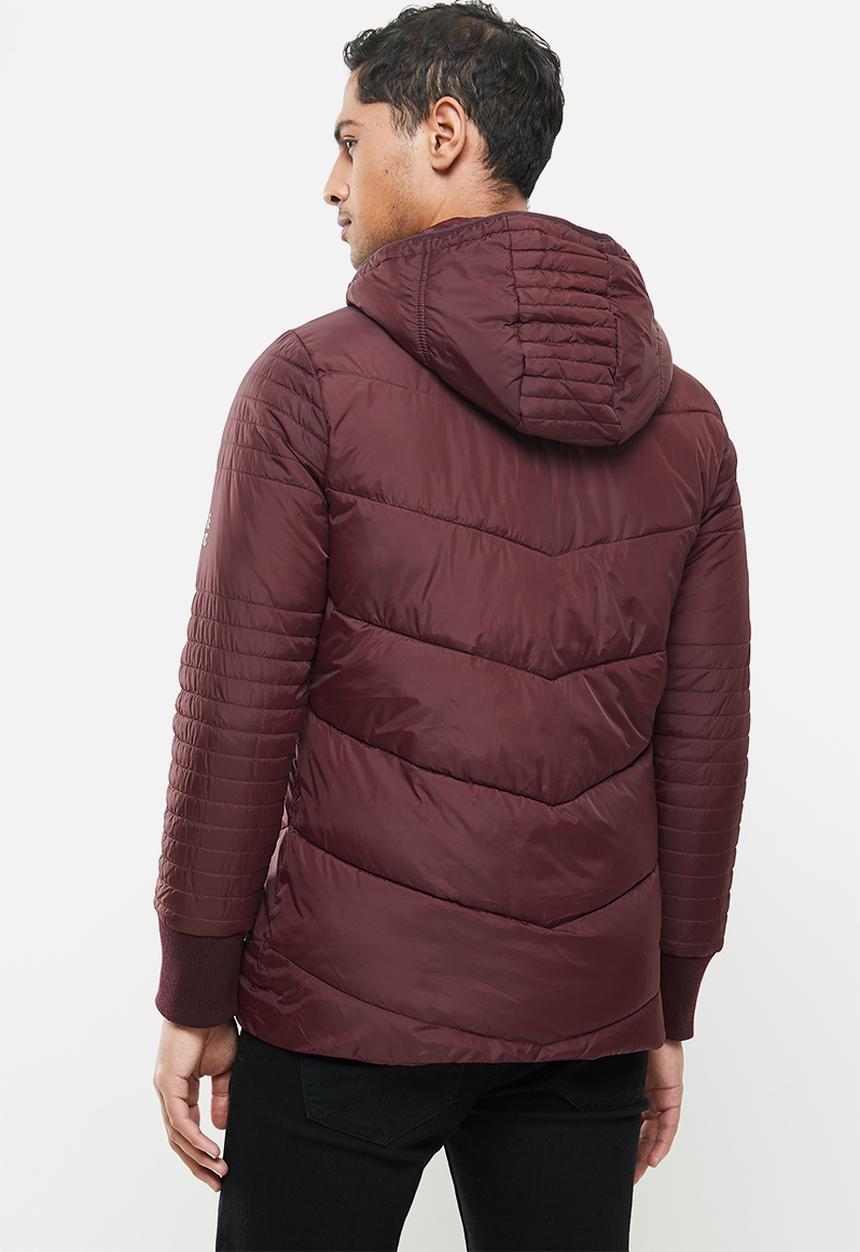 Aca Joe - Aca joe zip thru puffer jacket - burgundy