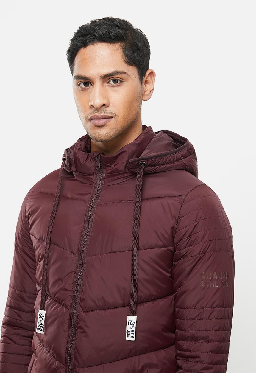Aca Joe - Aca joe zip thru puffer jacket - burgundy