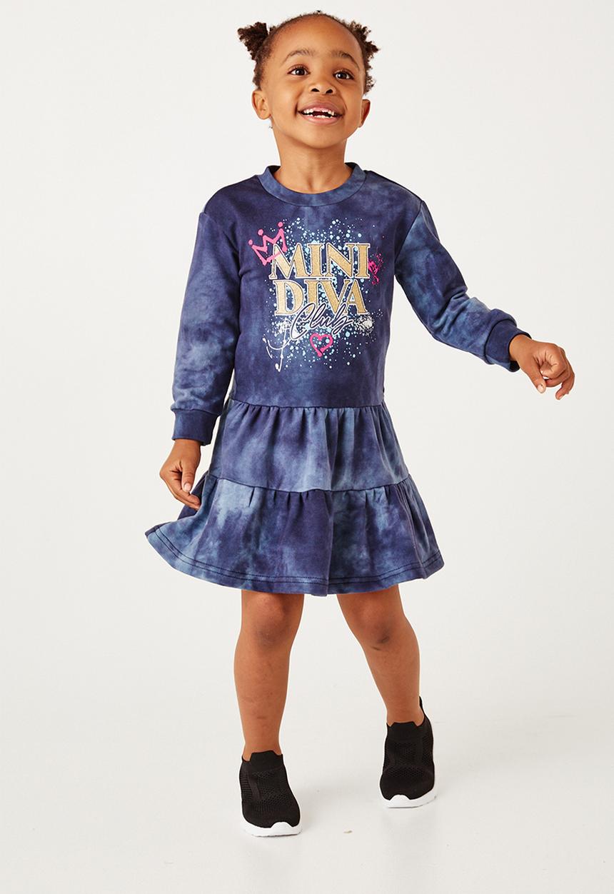 Flyersunion - Spectradye tiered fleece dress - navy