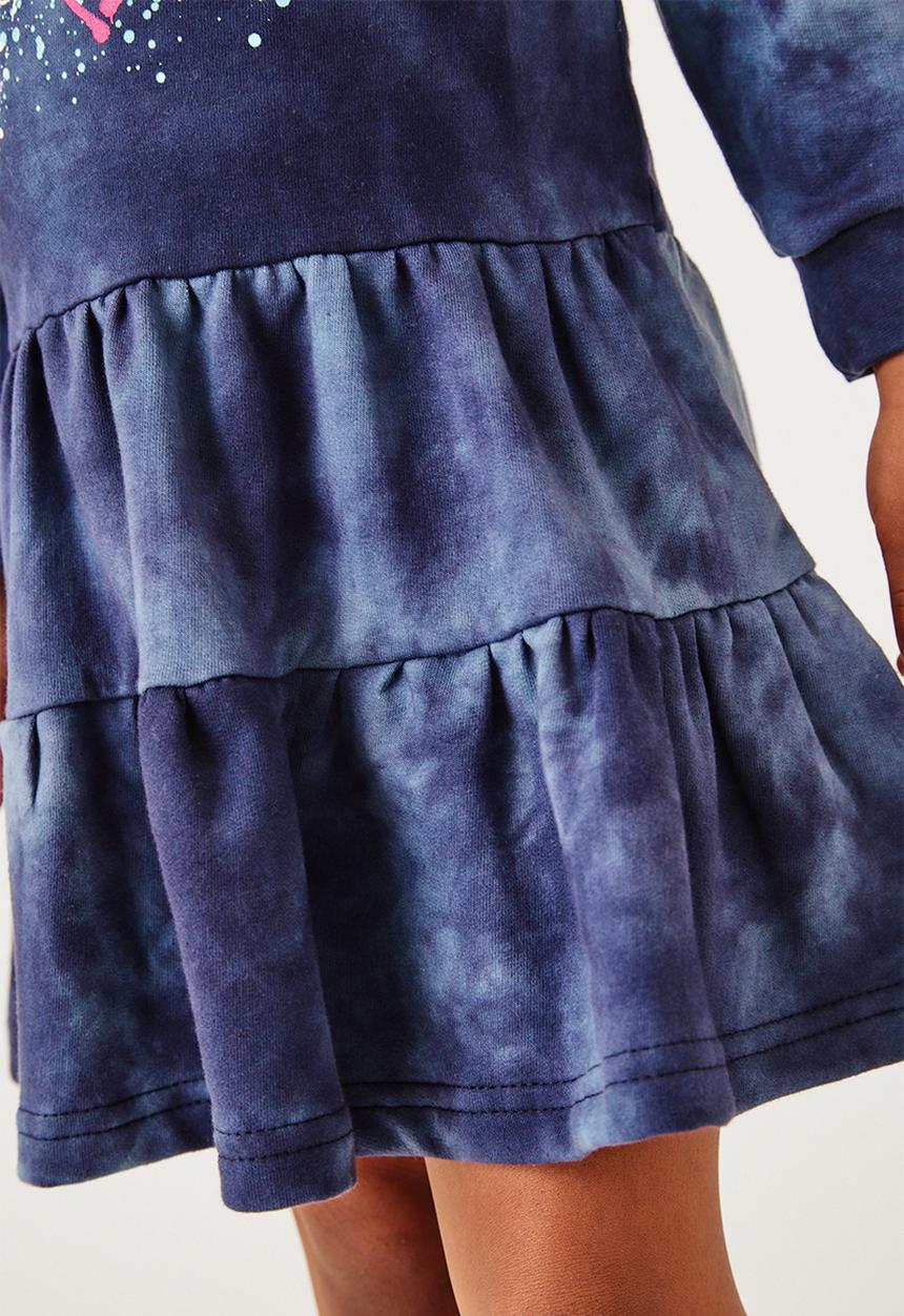 Flyersunion - Spectradye tiered fleece dress - navy
