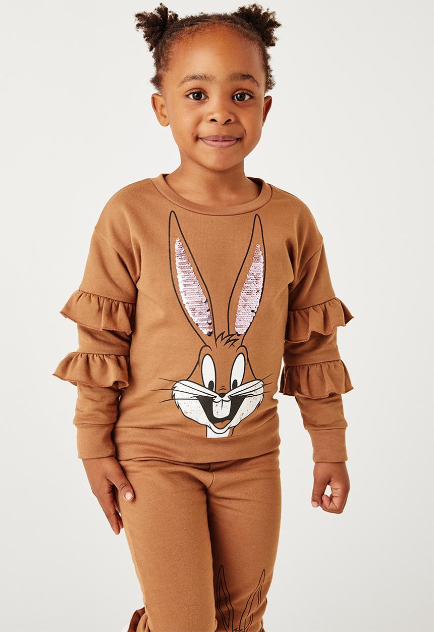 Flyersunion - Brushed fleece frill crew - tan