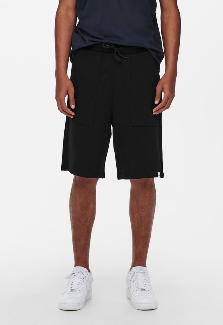Only & Sons - Onslee knee long shorts - black